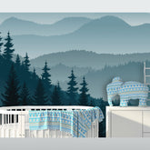 Ombre Blue Mountain Pine Forest Trees  Mural/Wallpaper